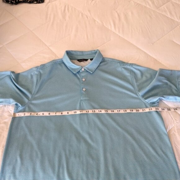 WALTER HAGEN Golf Polo Men's L Seafoam‎ Herringbone Button Logo Short Sleeve - Picture 11 of 12